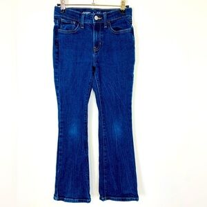 Old Navy Flare Leg Jeans Girls 12 High Rise Dark Wash Blue Stretch Denim Pants
